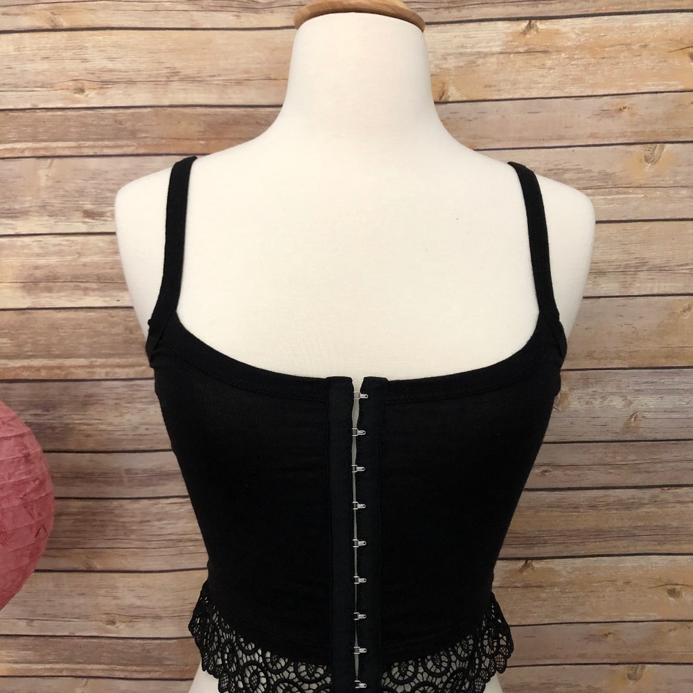 Front Hook Crop Top W/ Lace Hem